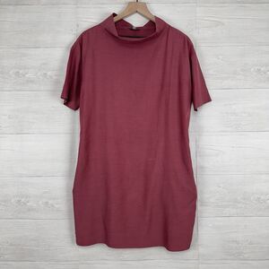 COS Tunic Shift Dress Women Size 6 Mauve Pink Short Sleeves Funnel Neck Minimal